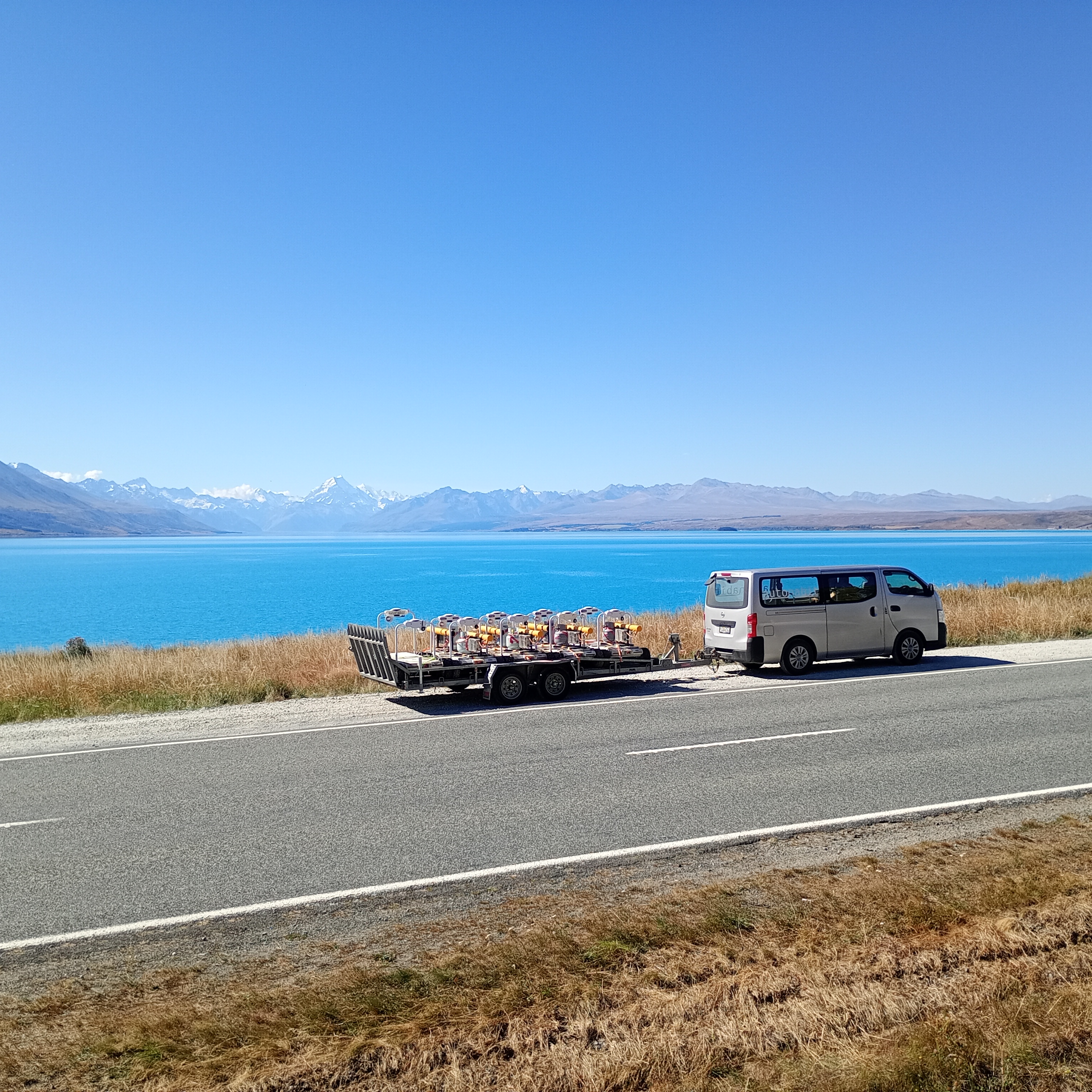 Avvy at work beneath the Aoraki ranges