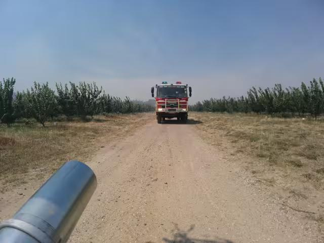 Avvy alongside a fire truck