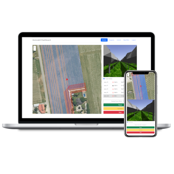 Autonabit mobile app and web dashboard interfaces